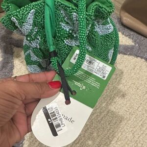 Kate Spade Green and White Beaded Bag